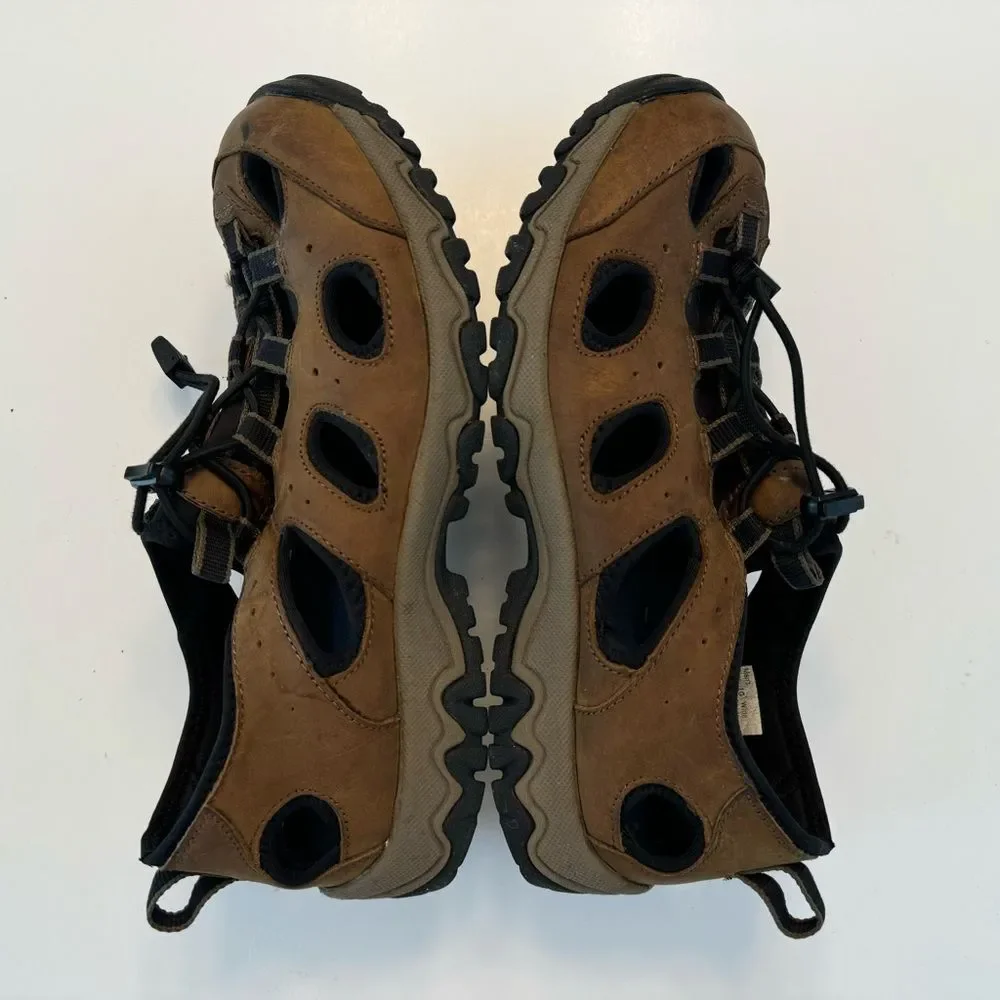 Duluth Trading Co Wild Boar Oiled Leather Sandals Brown 10 Wide 10W Adjustable
